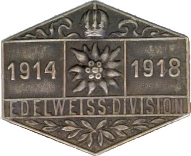 1914 - 1918 Edelweißdivision, siehe Foto Oberleutnant Hainisch